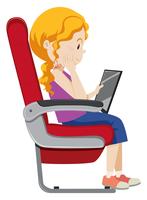 A girl on the airplane seat vector
