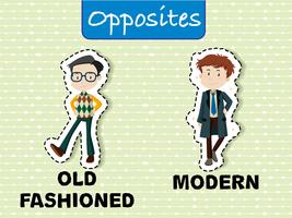 Opposite words for old fashioned and modern vector