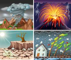 Different scenes with disasters vector