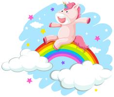 A happy unicorn on rainbow vector