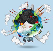 World full of pollutions and trash vector