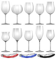 Copas de vino y abrelatas. vector