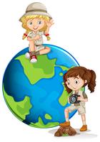 Young adventure girl sand earth vector