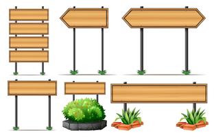Wooden signs and bush vector
