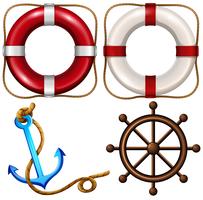 Marine symbol with safety rings and anchor vector