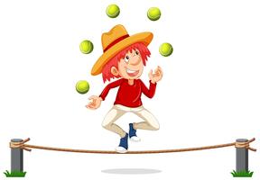 A Man Juggling on Rope vector