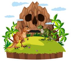 Scene with two dinosaurs  vector