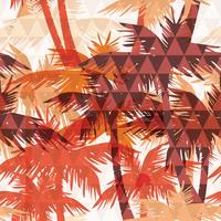 Seamless exotic pattern with palm on geometric background. vector