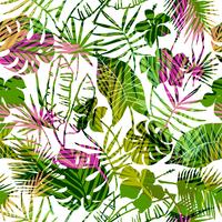 Seamless exotic pattern with tropical plants. vector