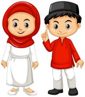 Indonesian boy and girl in traditional outfit vector