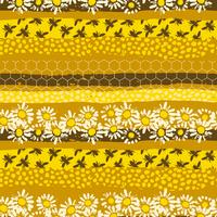 Seamless geometric pattern with bee. Modern abstract honey design. vector
