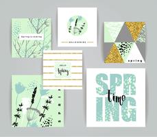 Set of artistic creative spring cards.  vector