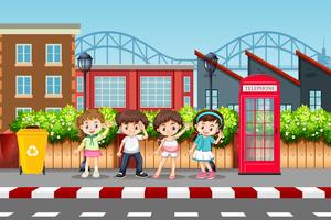 Set of children in urban street vector
