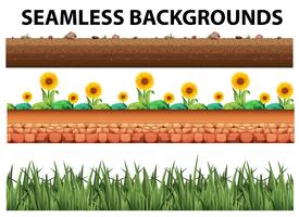 Seamless background with sunflowers and grass vector