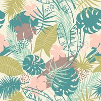 Seamless exotic pattern with tropical plants. vector