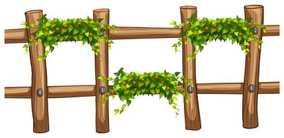 Wooden fence with plant decoration vector