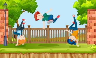 Children dancing at the park vector