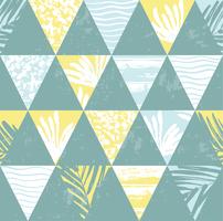 Seamless exotic pattern with palm leaves on geometric background vector