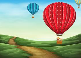 Hot air balloon in sky vector