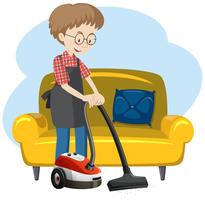 A Man Cleaning the House vector