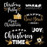 Christmas and New Year lettering designs. Vector elements