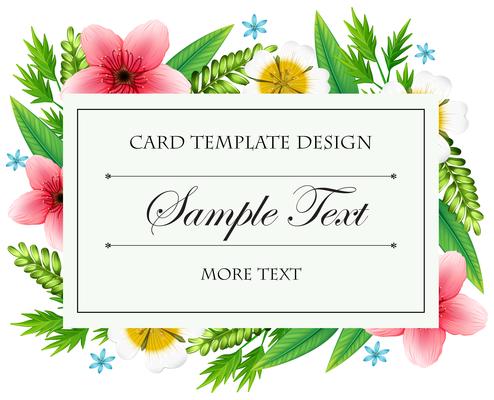 Card template with wild flowers frame