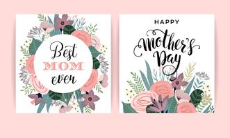 Happy Mothers Day. Vector template with flowers.