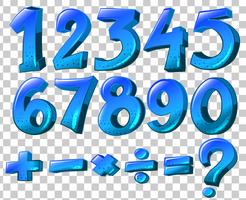 Números y símbolos matemáticos en color azul. vector