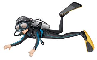 A scuba diver on white background vector