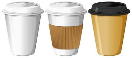 Tres diseños de vasos de papel. vector