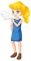 A teenage girl smoking on white background vector