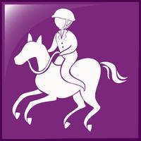 Icono de deporte para equestrain sobre fondo púrpura vector