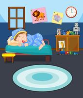 Young boy sleeping scene vector