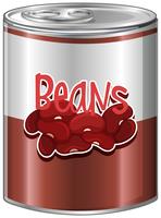 Beans in aluminum can on white background vector