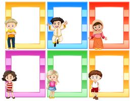 Set of children next to frames concept vector