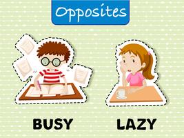 Opposite words for busy and lazy vector