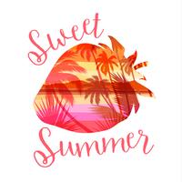 Tropical beach summer print with slogan for t-shirts, posters, card and other uses. vector