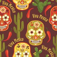 Vector seamless pattern with traditional Mexican symbols.