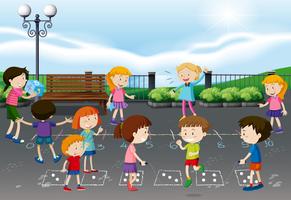 Children Playing at Playground vector