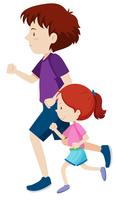 man and young girl on a run vector