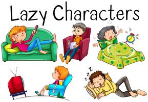 Lazy people doing boring activities vector