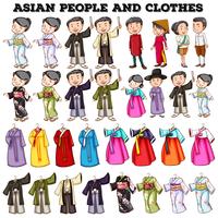 Asian people and clothes vector