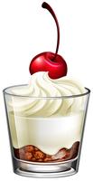 Pudding cream in glass with cherry vector