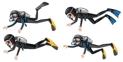 A scuba diver on white background vector