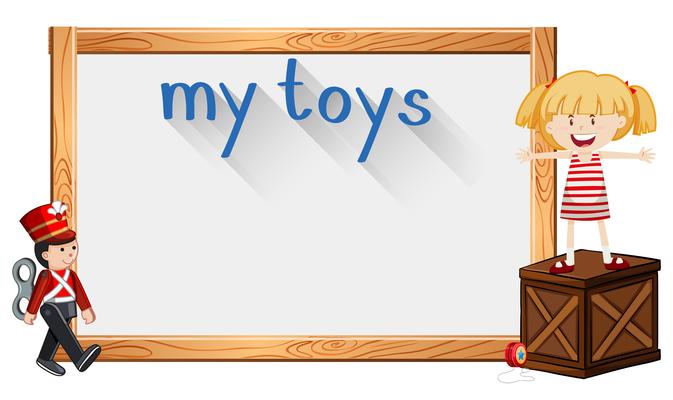 Border template with girl and toy