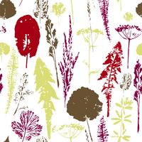 Abstract botanical seamless pattern. Vector herbal background.