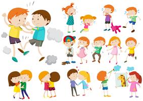 Boys and girls in different actions vector