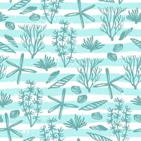 Trendy sea seamless pattern with hand texture. vector