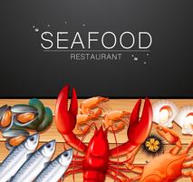 Seafood on restaurant template vector