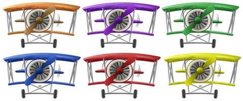 Airplanes in six different colors vector